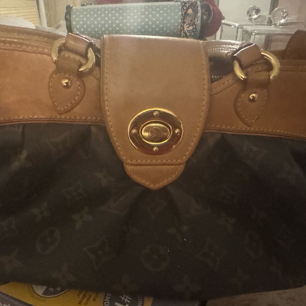 Louis Vuitton Tan and Black Monogram Shoulder Bag